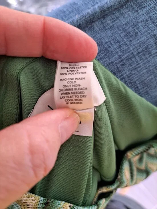 Y2K Green Halter Midi Dress Rope Straps Size 14 Geometric Pattern Boho Retro - Picture 13 of 13